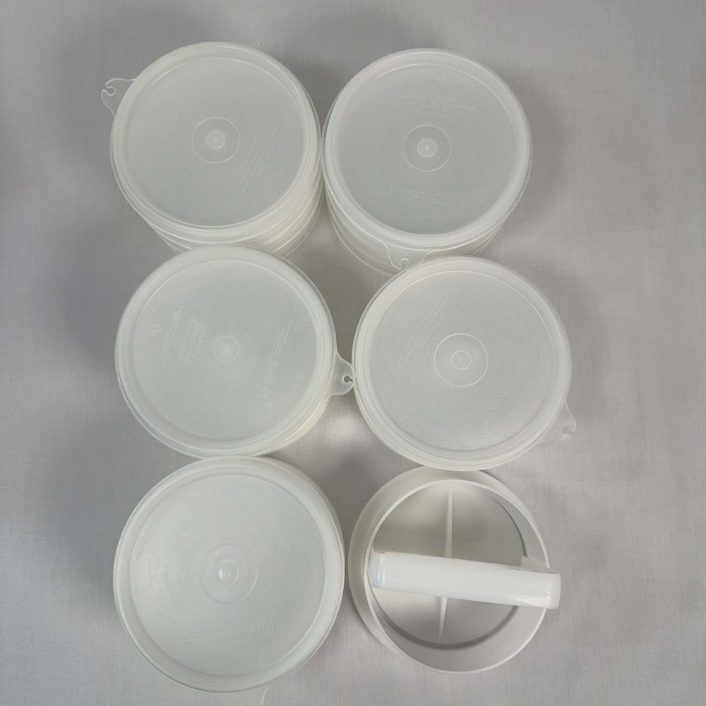 Vintage Tupperware Hamburger Patty Press 884 15 Keepers 5 Lids 882 215